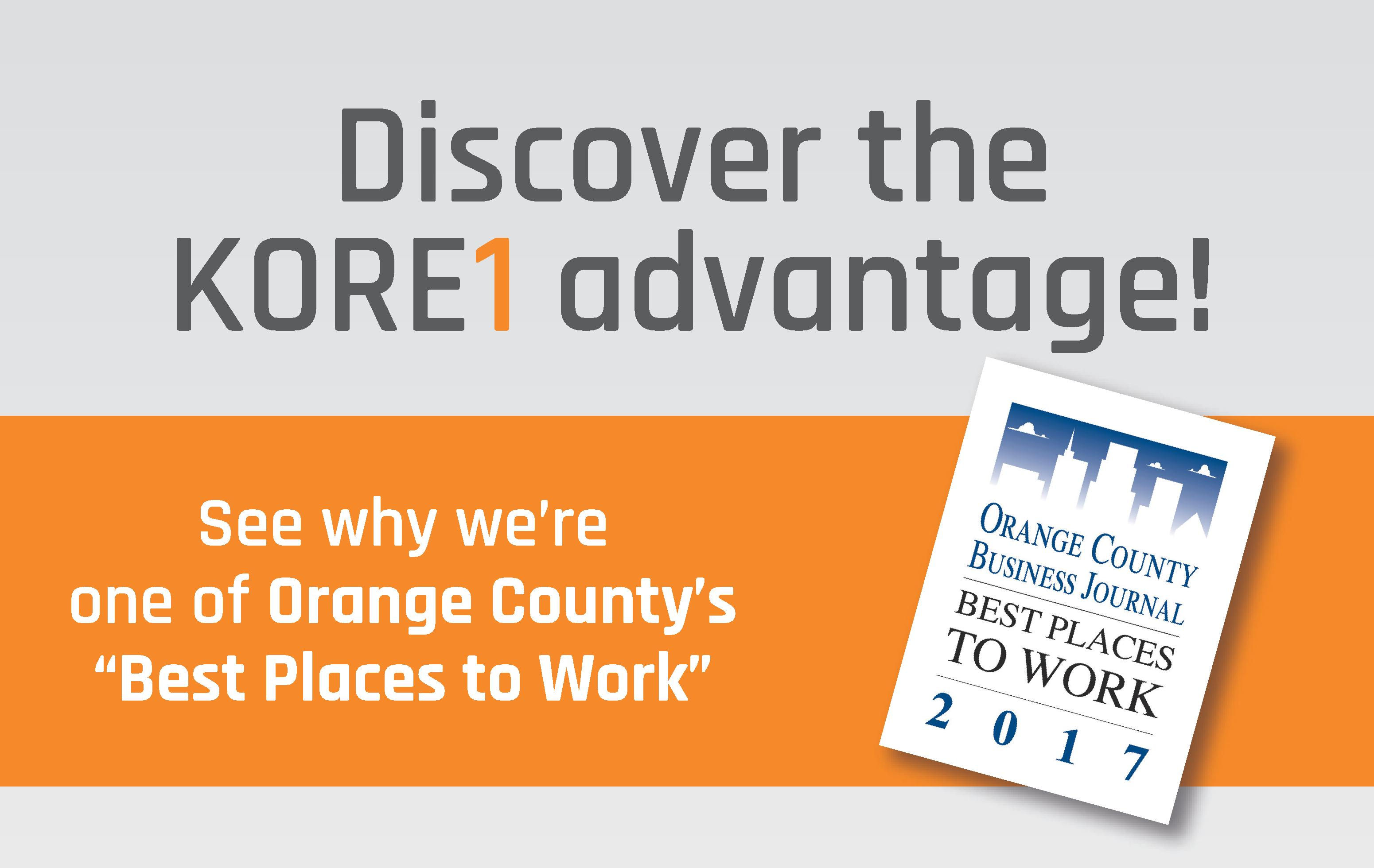 Kore1 Earns 2017 Best Places To Work In Orange County Award Kore 1 Kore1 Earns 2017 Best Places To Work In Orange County Award