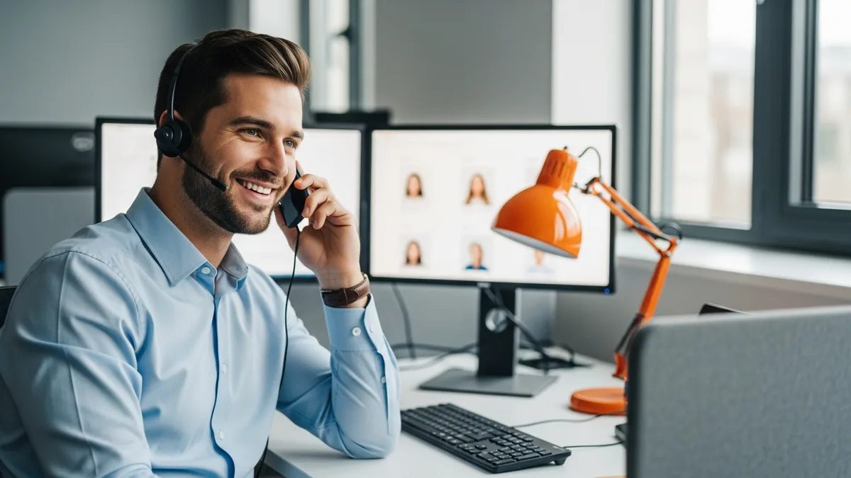 Recruiter building candidate relationship on phone call while AI handles sourcing and scheduling in background