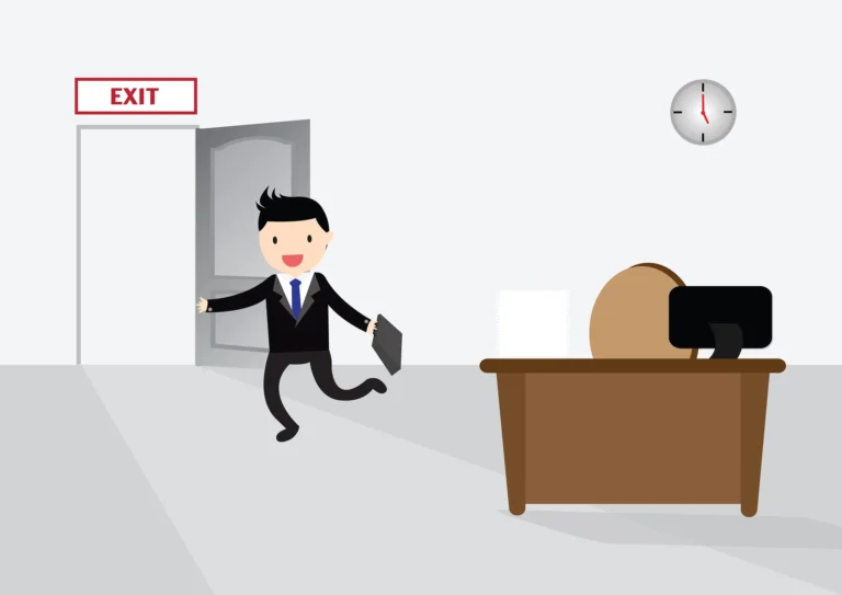 Get off work concept illustration — KORE1 contractor and contract staffing solutions offering flexible work arrangements