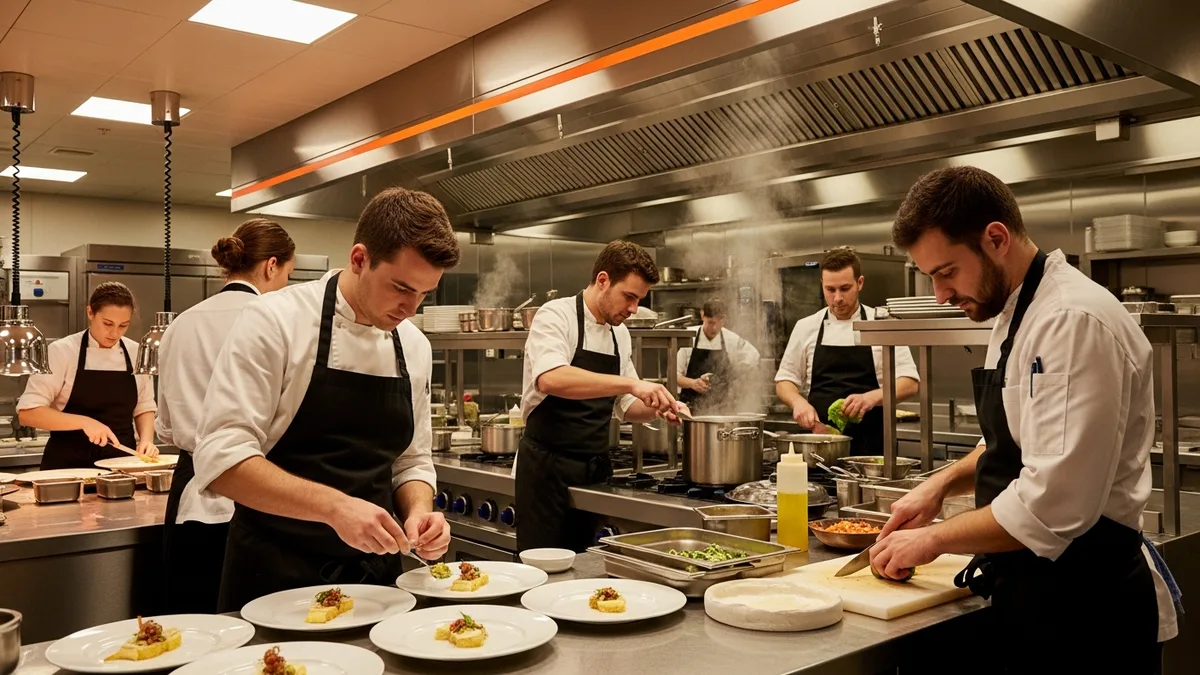 Catering team preparing for large event, payroll services for catering and hospitality businesses