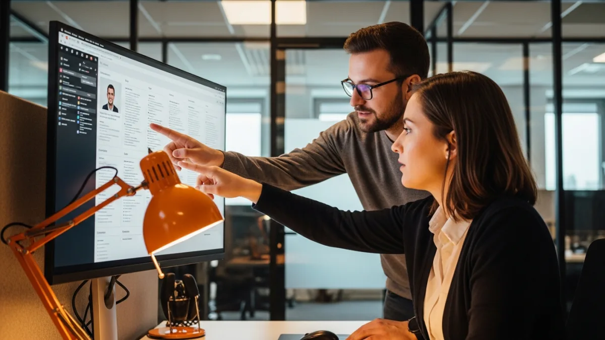 DevOps staffing agency professionals reviewing DevOps engineer candidates in modern office