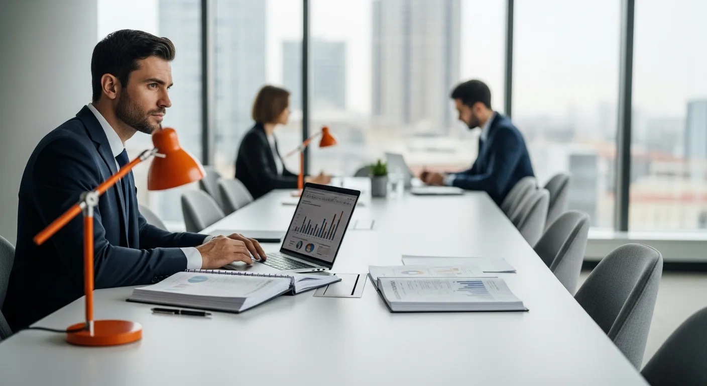 Finance director reviewing payroll compliance reports with team