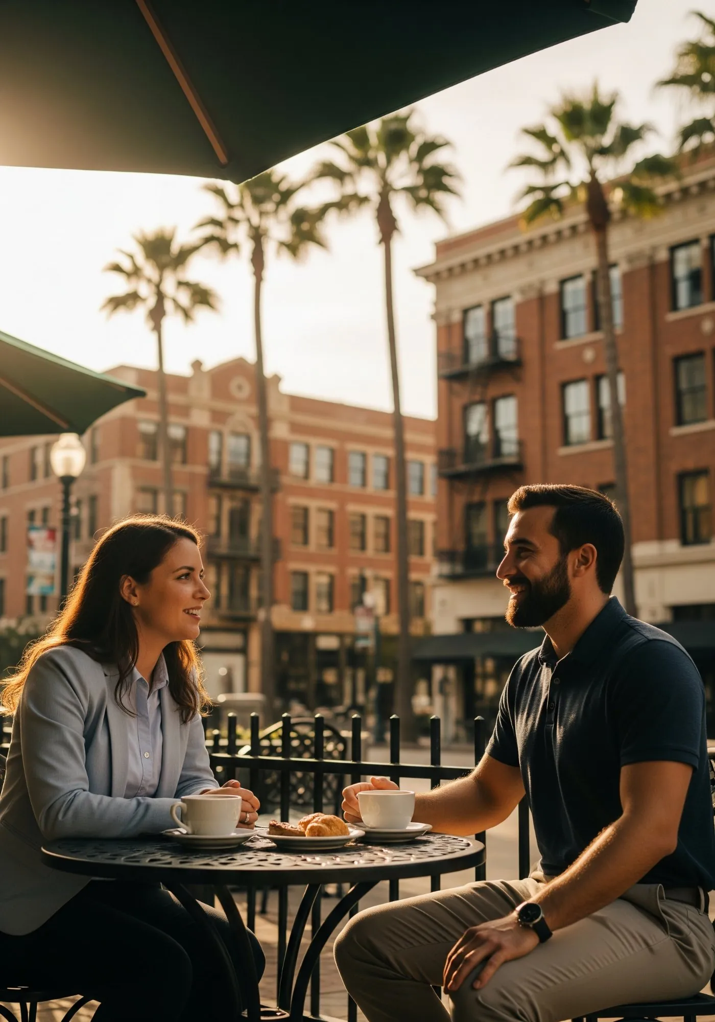 KORE1 IT recruiter meeting with a San Diego client at a Gaslamp Quarter café