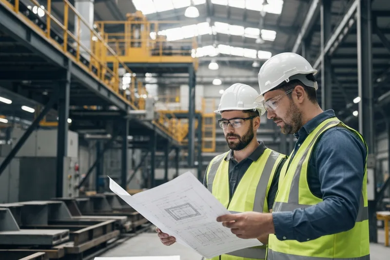 Engineering team reviewing technical plans in a Dallas-Fort Worth facility