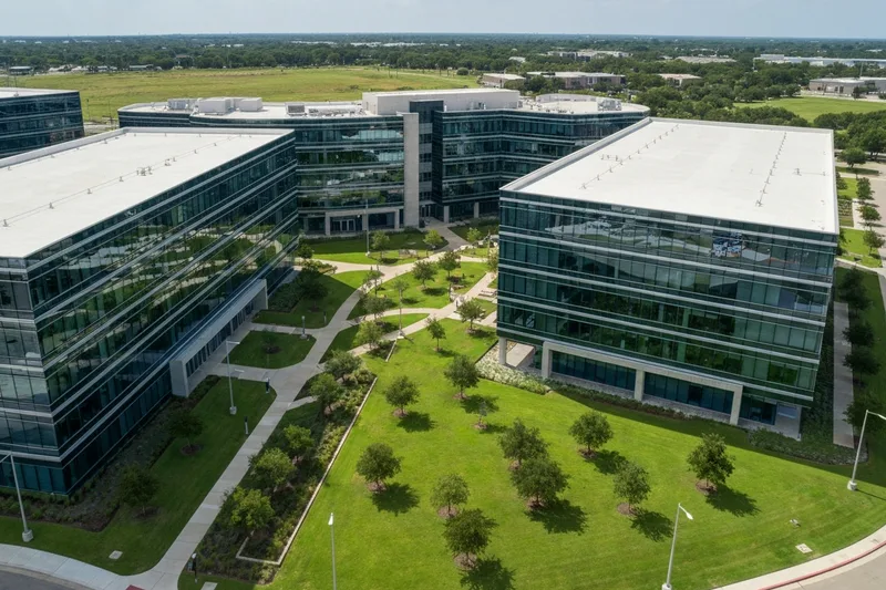 Dallas corporate district with technology and defense professionals