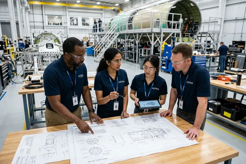 Engineering team reviewing technical plans in a Denver facility