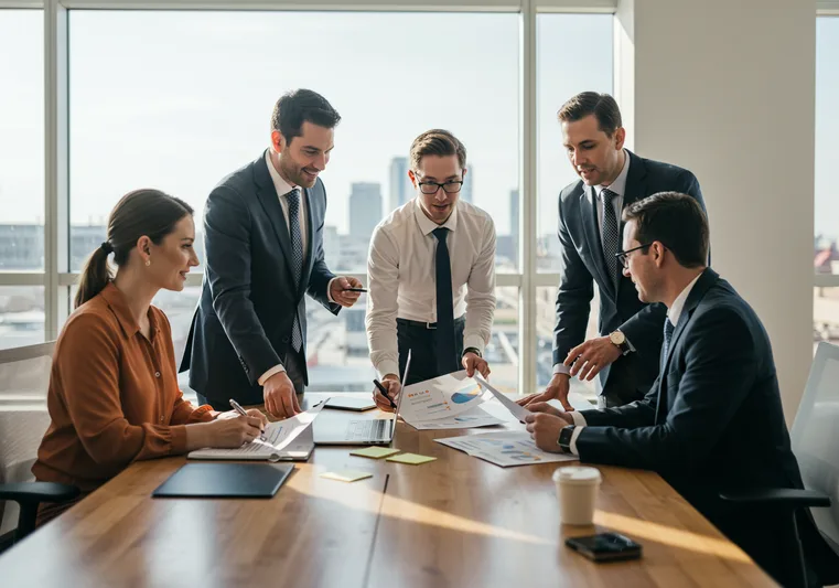 Finance professionals collaborating in a modern Scottsdale office
