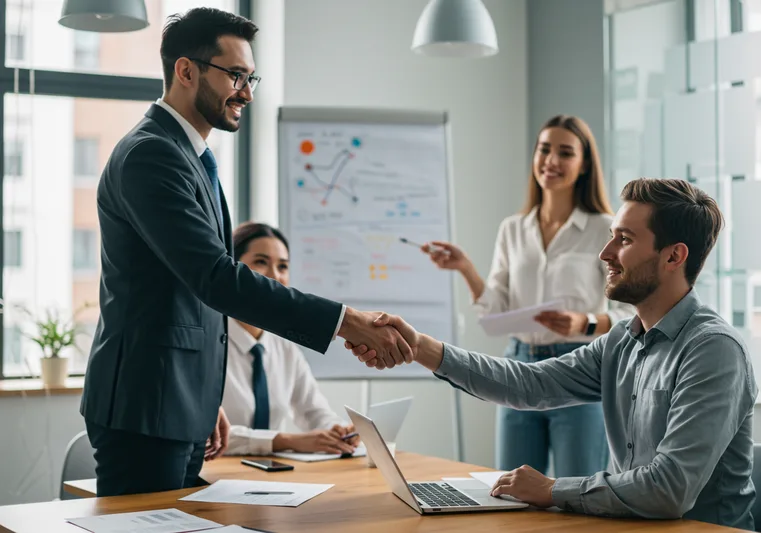 Hiring manager welcoming a new team member at a Phoenix area office