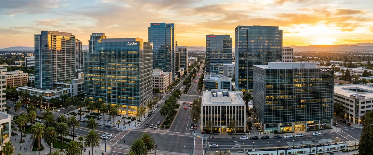 San Jose downtown skyline with Silicon Valley tech corridor
