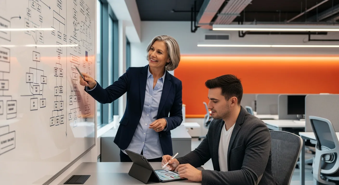 Executive mentoring a younger professional on leadership development