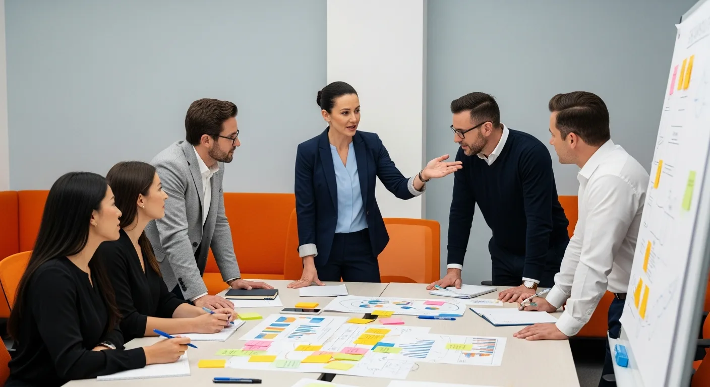 Mid-level managers participating in a leadership development workshop