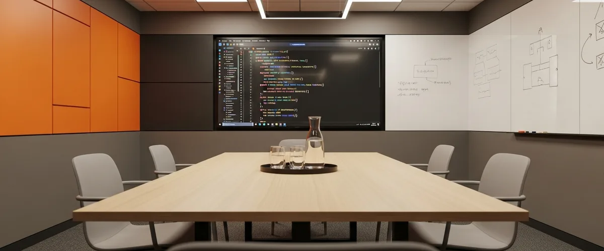 Modern technical interview room set up for candidate evaluation session