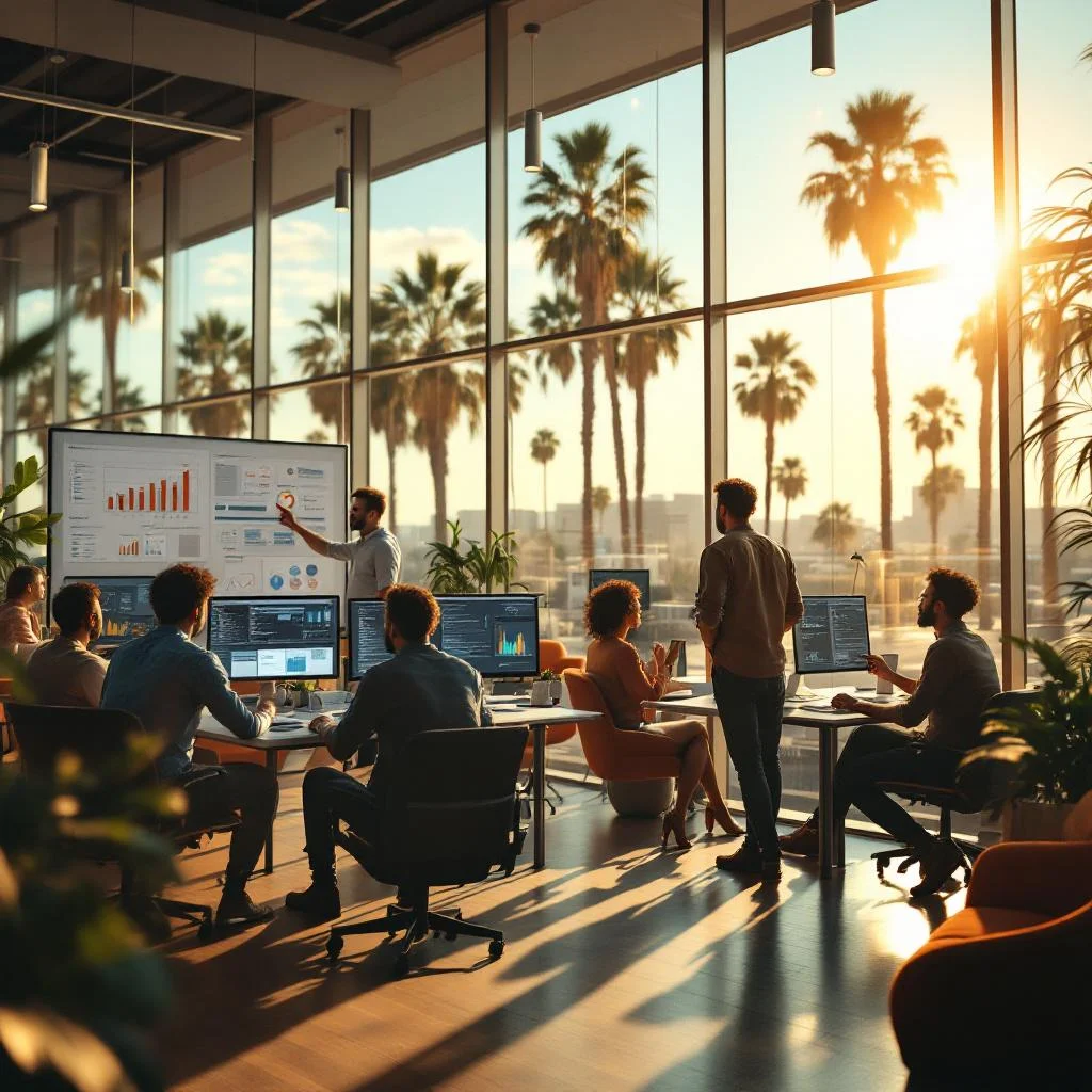 IT professionals in an Orange County office — the roles KORE1 staffs across Southern California