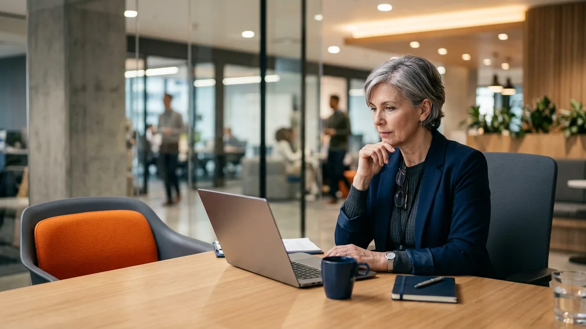 Hiring manager reviewing AWS cloud engineering candidate profiles during Amazon 2026 displacement wave