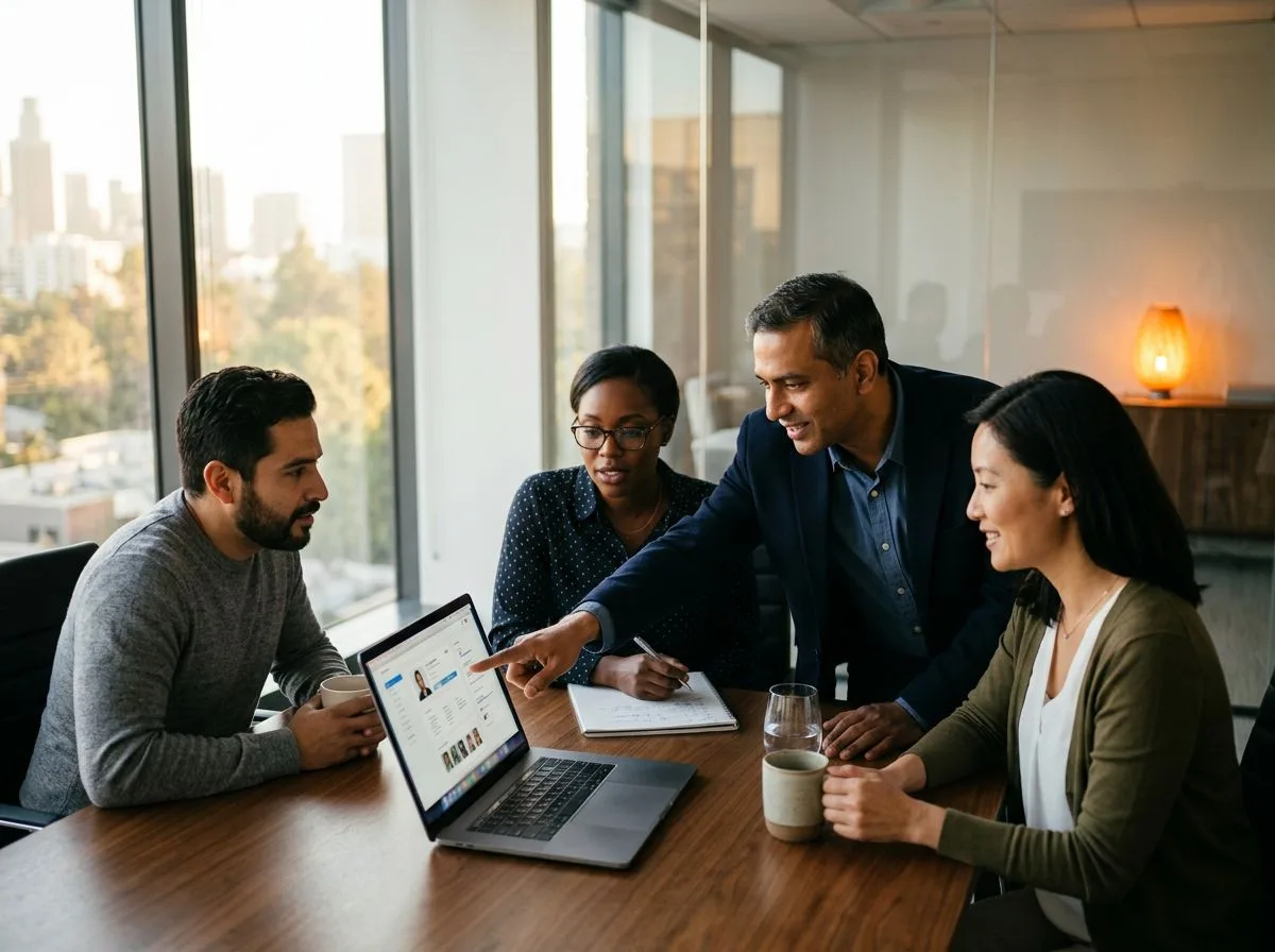 KORE1 recruiting team reviewing Android engineer technical screen results with senior mobile panelist