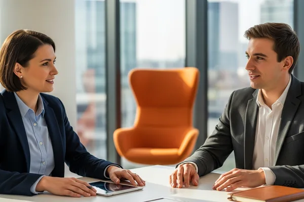 KORE1 recruiter discussing ASIC engineering hiring requirements with a semiconductor engineering manager in a modern office
