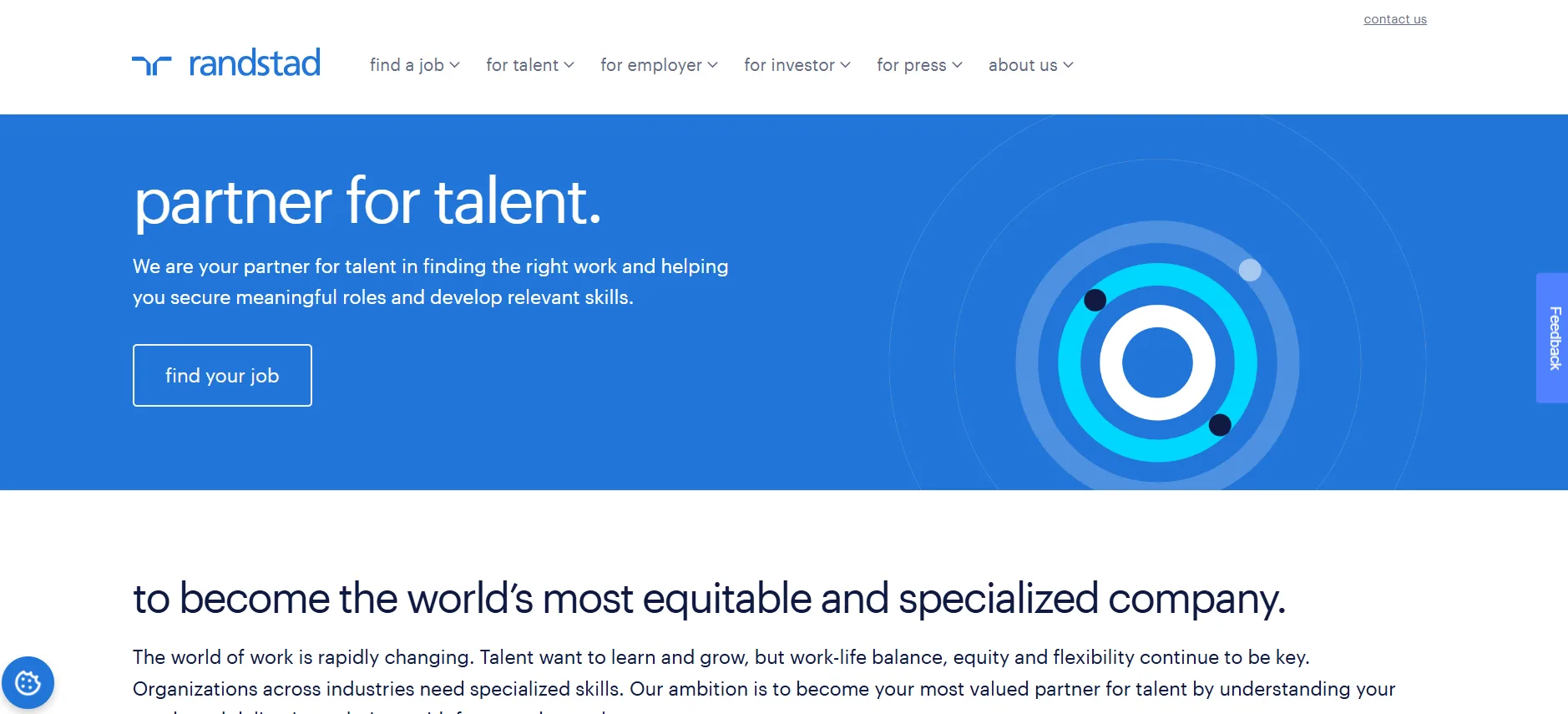 Randstad enterprise staffing agency homepage