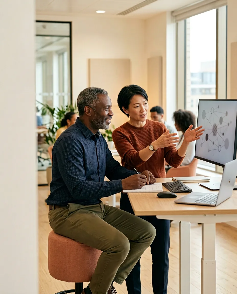 KORE1 blockchain developer staffing team collaborating in a bright modern office