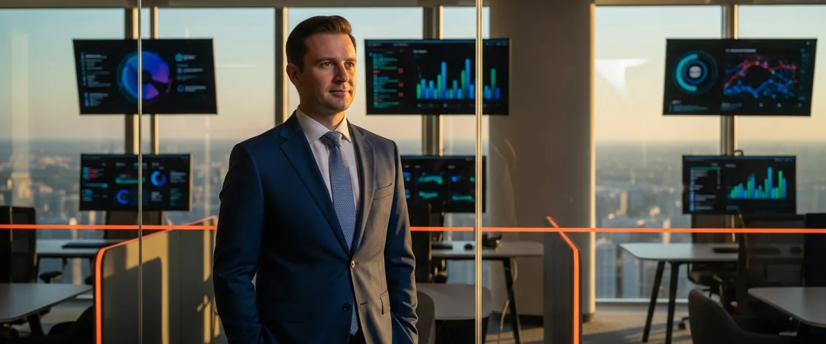 Best CIO staffing companies in 2026 — executive technology leader in modern corporate office with data dashboards