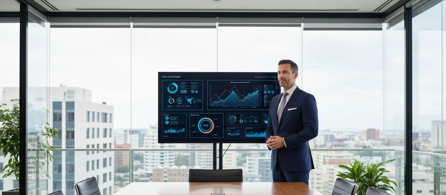 CIO executive leading technology strategy session in modern boardroom