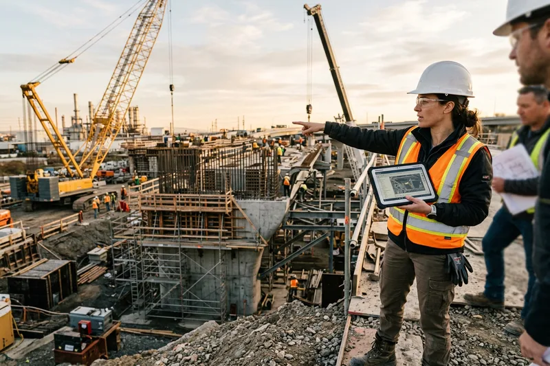 Civil engineer on an industrial infrastructure construction project