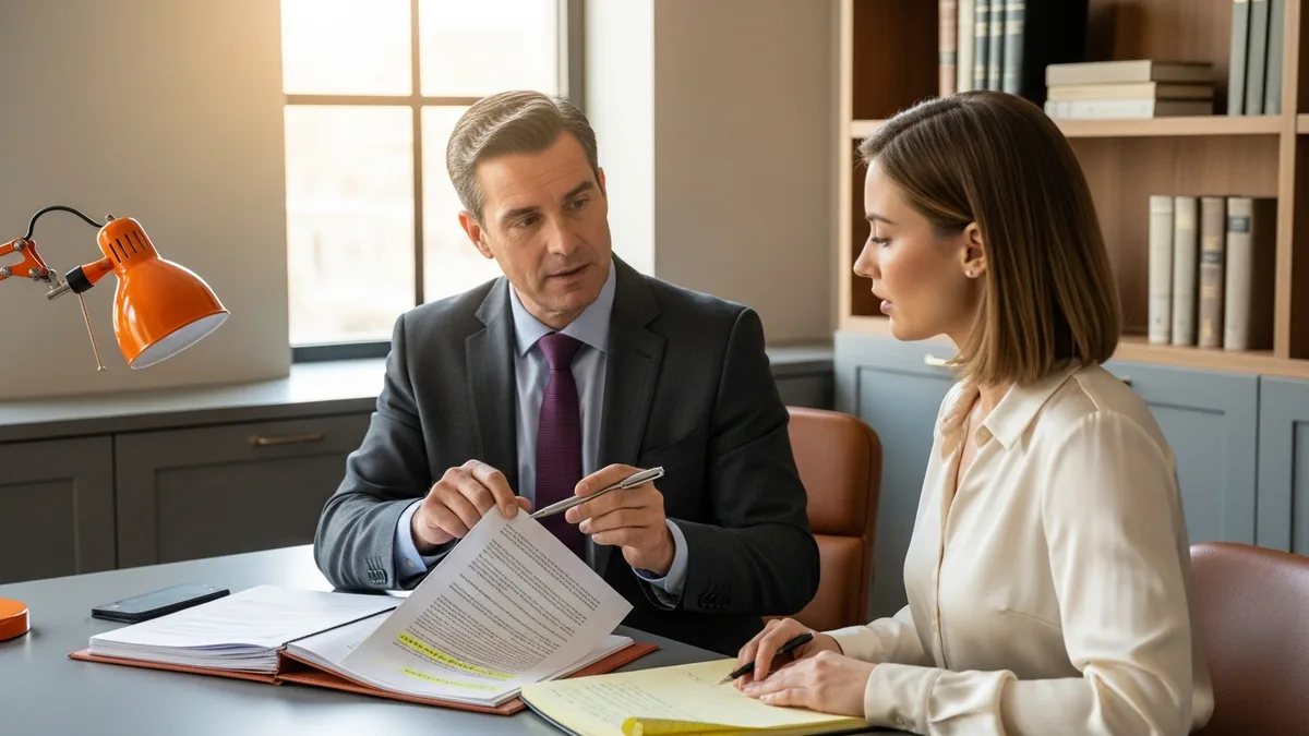 Employment lawyer reviewing IRS Section 530 worker classification documents with a business operations director