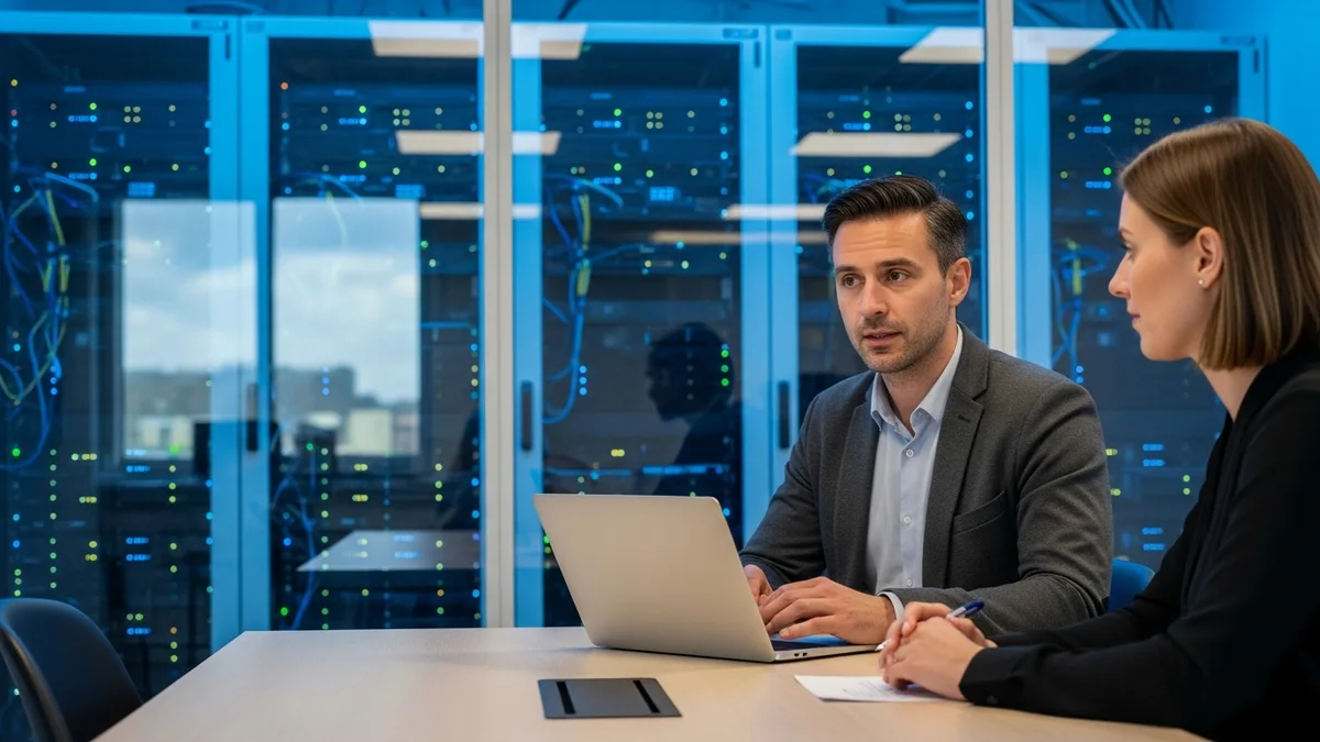 Hiring manager interviewing a data center technician candidate