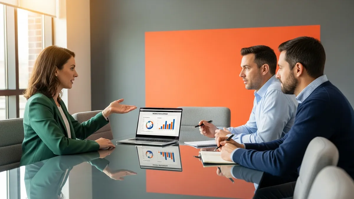 Interview panel evaluating a data scientist model presentation