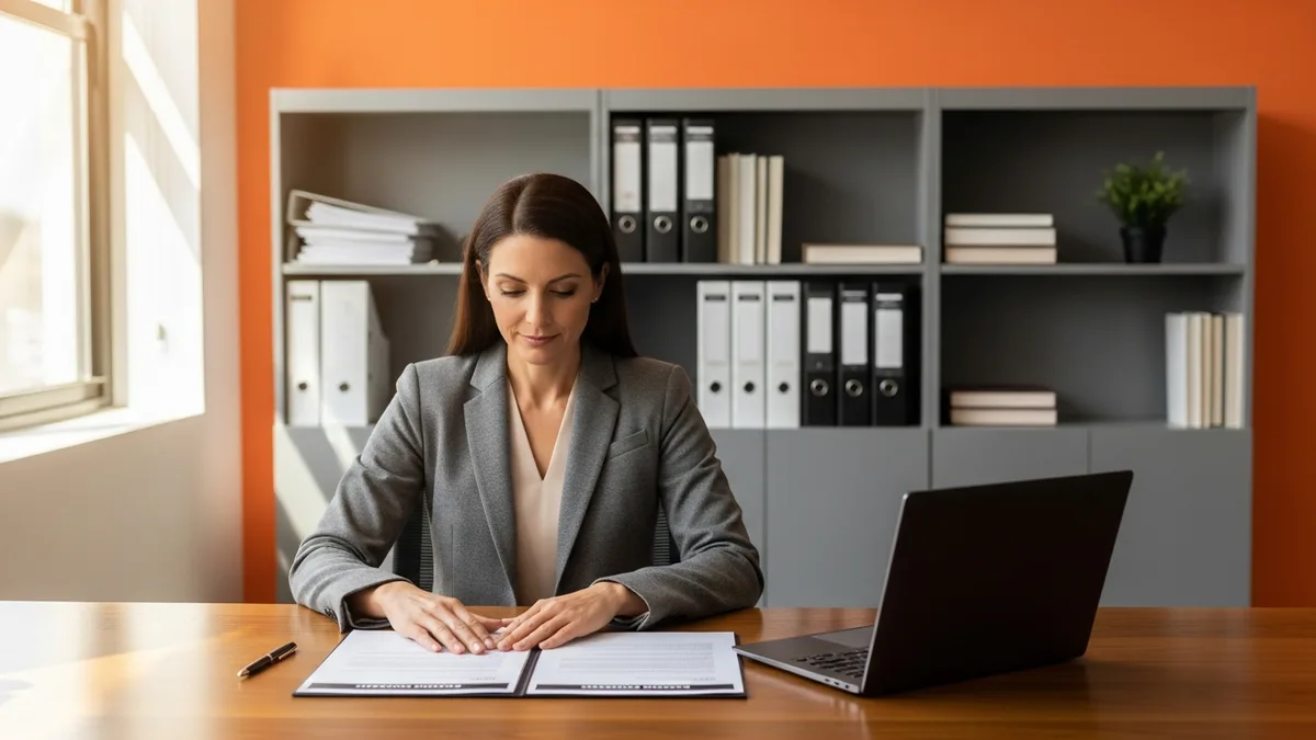 Hardware sales account executive at desk reviewing enterprise contract after Dell 2026 layoffs