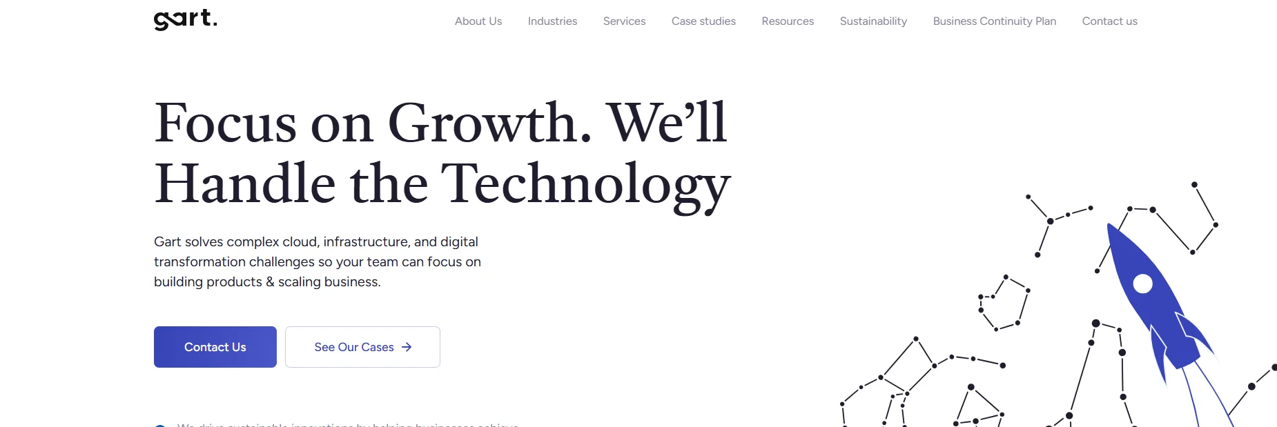 Gart Solutions homepage for CTO-as-a-Service cloud infrastructure and technical leadership delivery