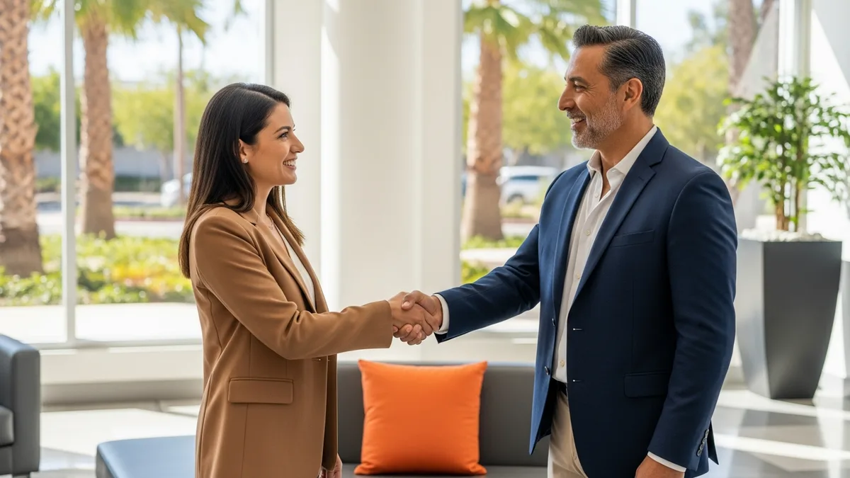 KORE1 recruiter shaking hands with fractional CISO candidate after placement