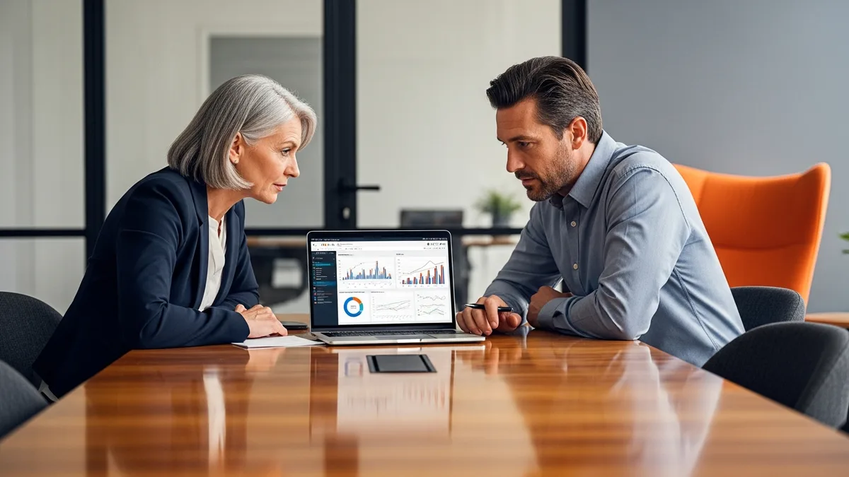 Founder and fractional COO reviewing operating cadence on a laptop