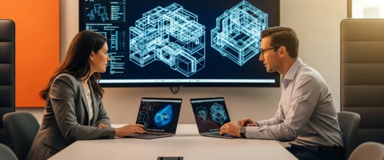 Fractional VP of Engineering and startup CTO reviewing engineering org roadmap in conference room