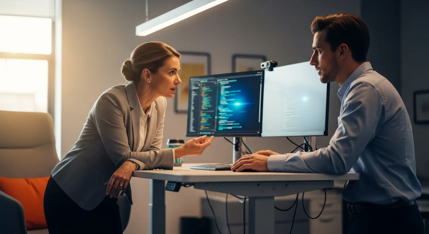 Fractional VP of Engineering in focused one-on-one coaching session with software developer