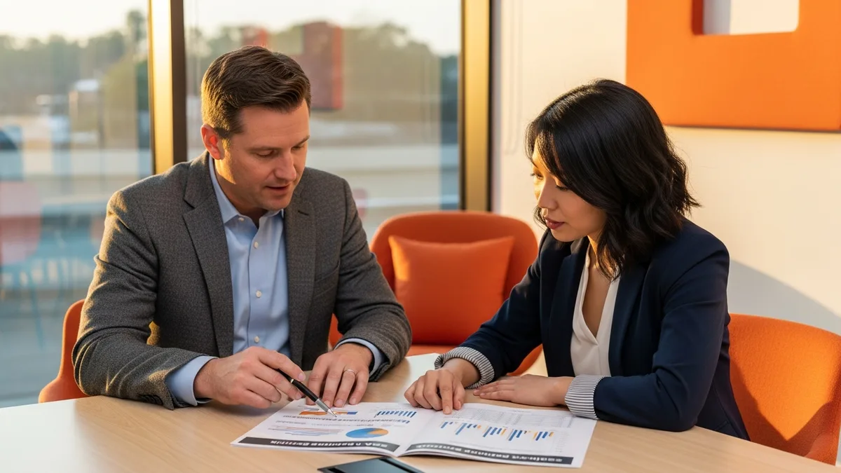 Hiring manager reviewing full stack developer salary benchmark data on a laptop