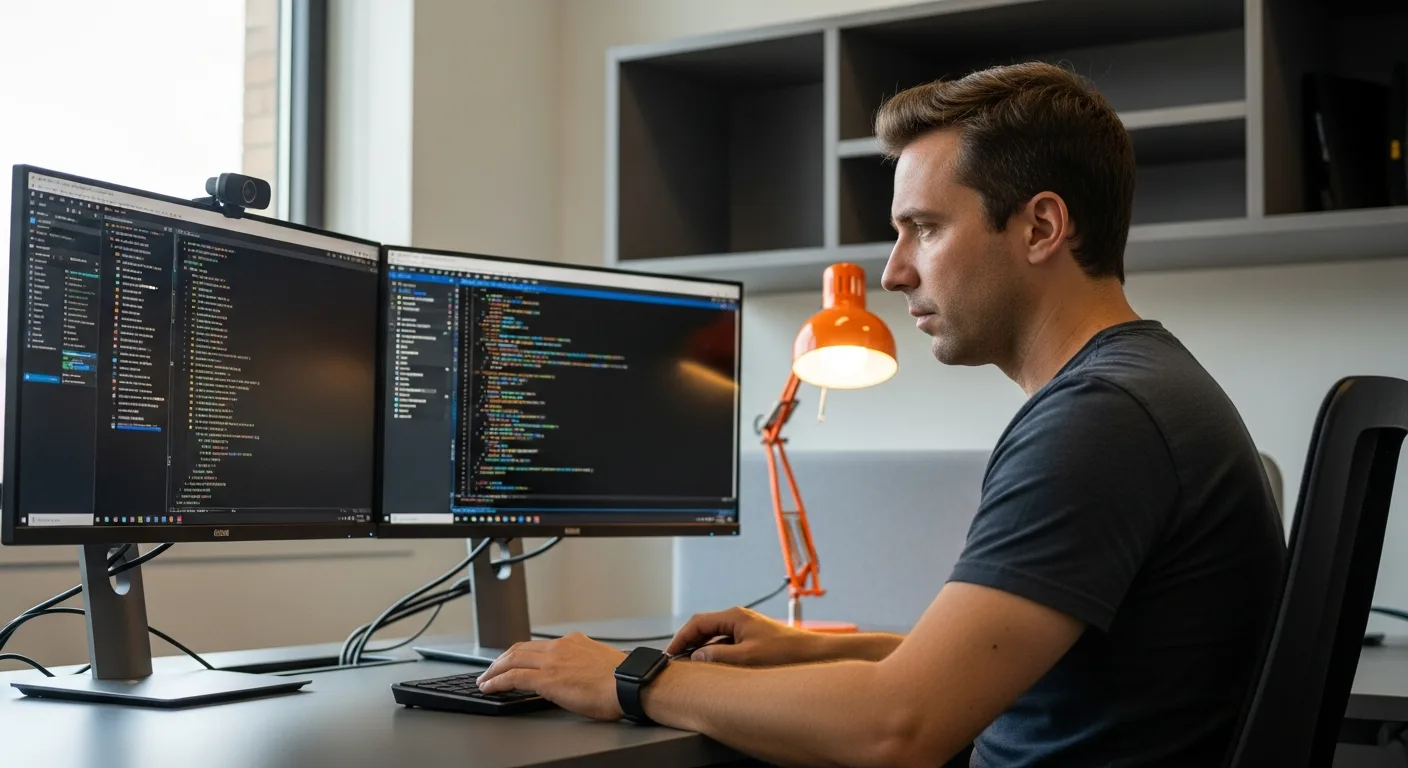 Senior Android AOSP platform engineer at dual-monitor workstation after Google layoffs 2026