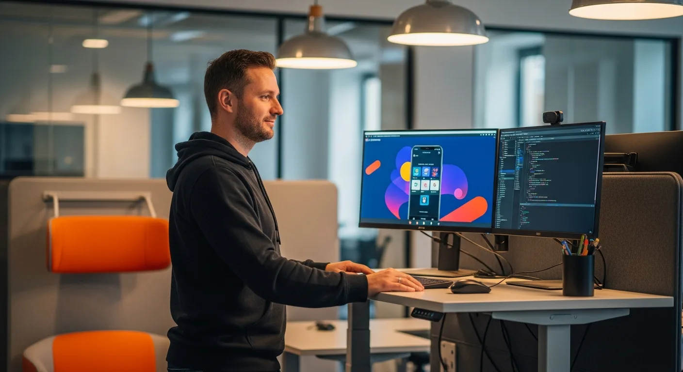 Mobile and Android developer at standing desk representing Google 2026 platform engineering talent pool