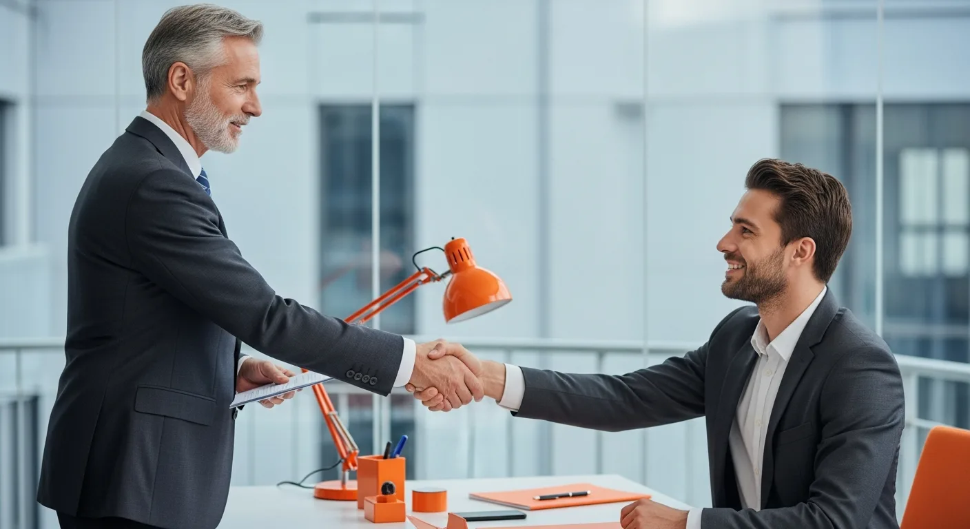 Senior executives shaking hands after finalizing CIO executive search agreement