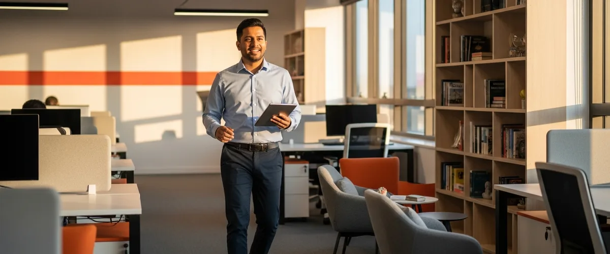 Modern engineer office featured image for the KORE1 AI-era hiring guide on staffing builders who use AI