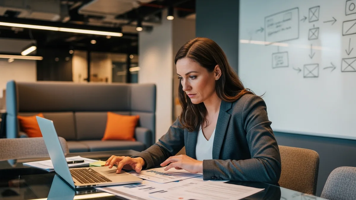 Hiring manager reviewing GCP cloud engineer candidate profiles at a conference table