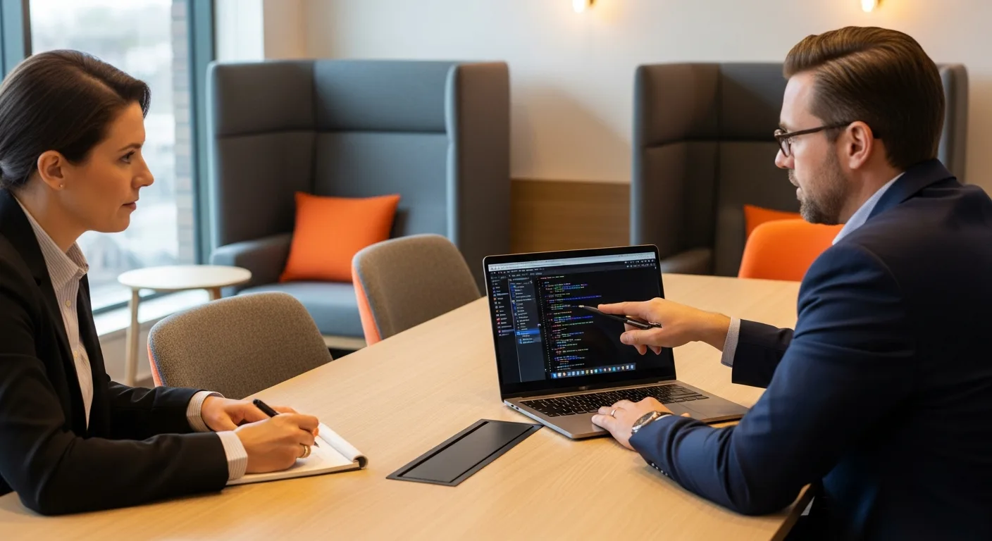 React Native technical interview with engineer explaining New Architecture on whiteboard