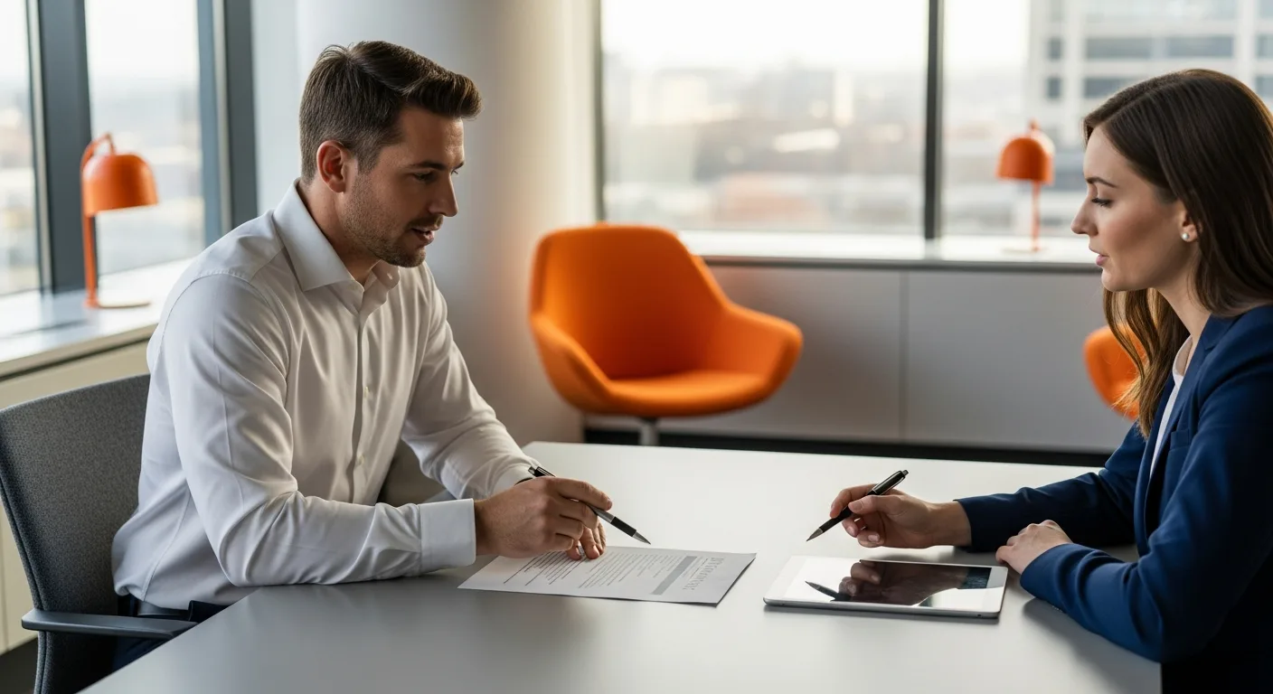 Hiring manager and recruiter in an intake meeting discussing a scrum master job description