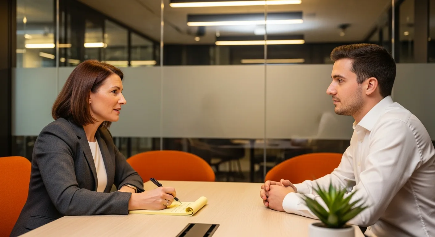 Hiring manager conducting a Vue.js technical interview with a developer candidate