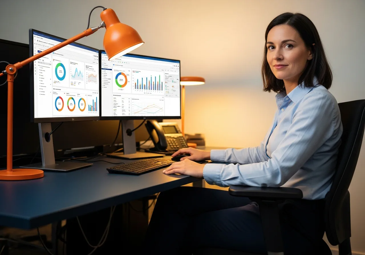 HRIS analyst reviewing Workday configuration on dual monitors — KORE1 HRIS analyst staffing