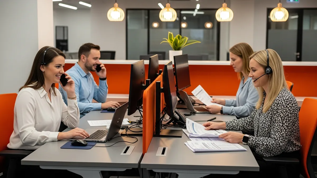 CFO calculating in-house versus outsourced payroll costs at desk with calculator and spreadsheet
