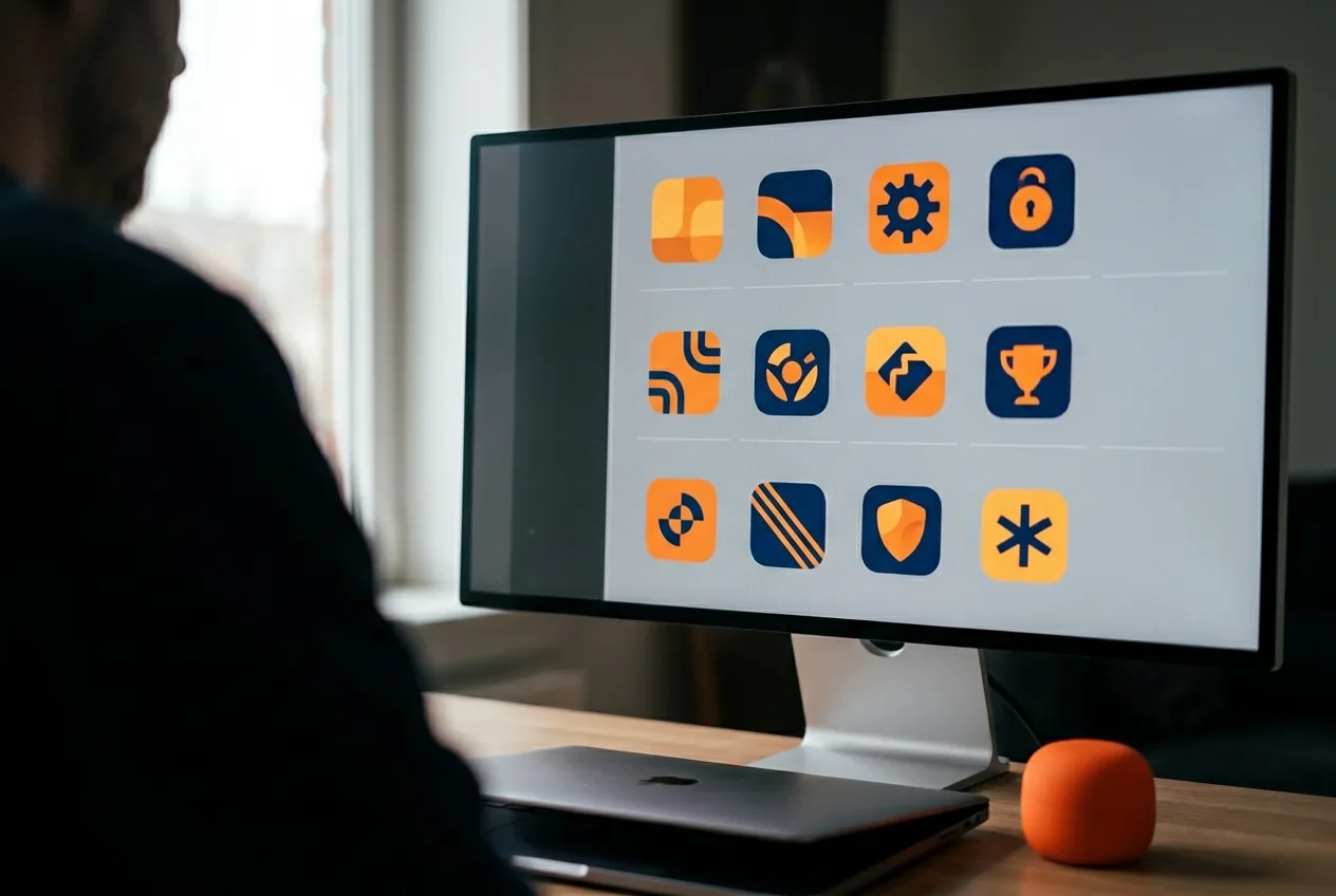 App icon design in review on monitor with Xcode asset catalog open, App Store-ready iOS engineering talent