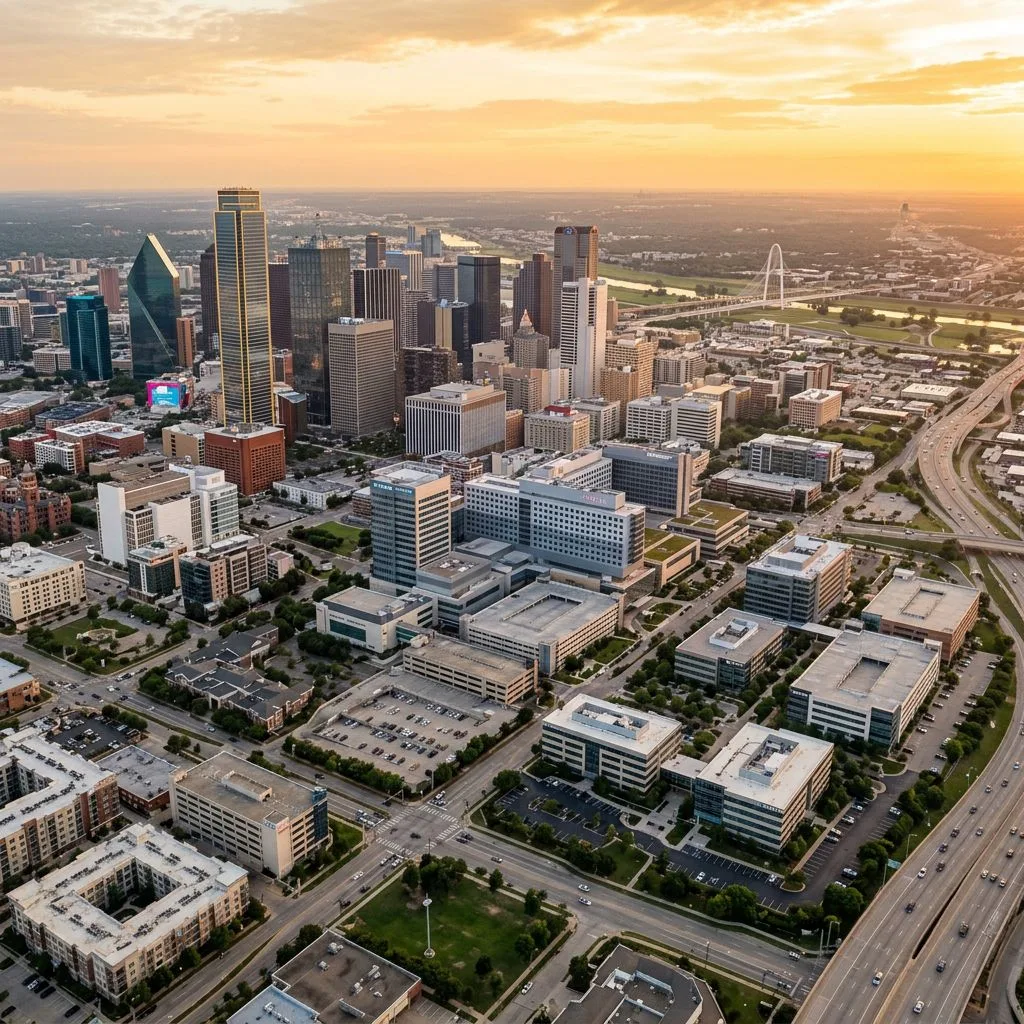 Dallas-area industries served by KORE1 IT staffing including finance, healthcare, and technology