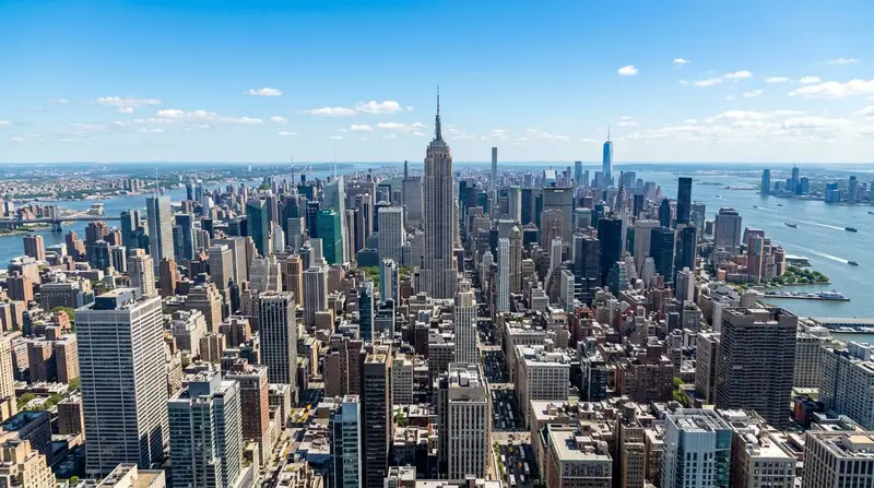 Aerial view of Manhattan showing the New York City business district