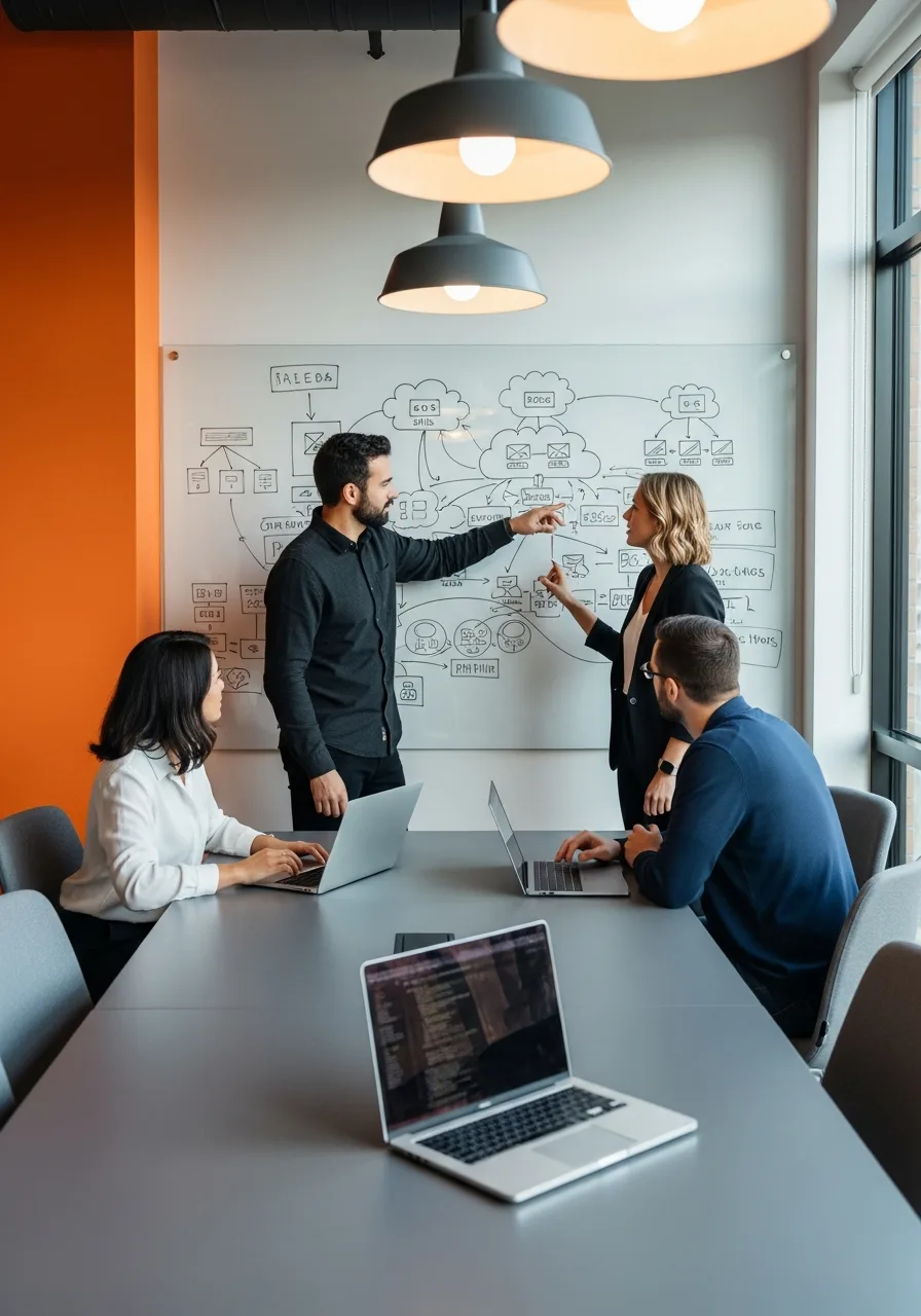 Technology team working on cloud infrastructure in a Phoenix office