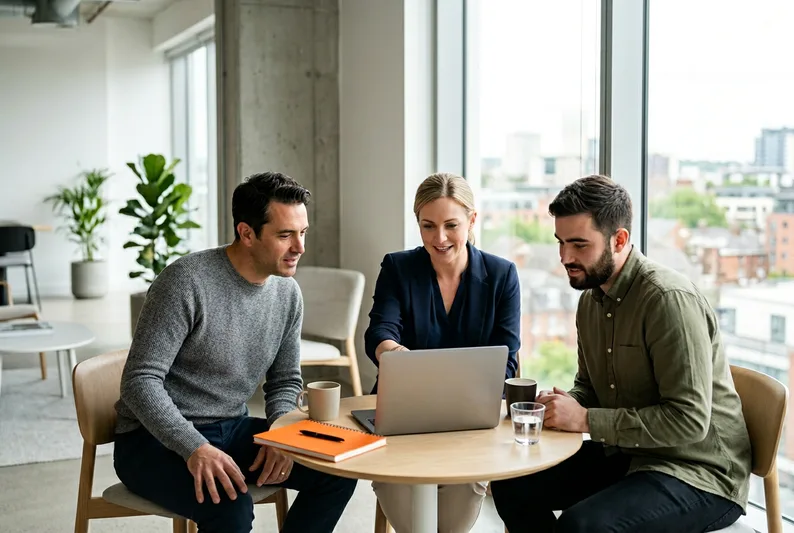 KORE1 recruiting team reviewing Kafka engineer candidate submissions with a client hiring manager